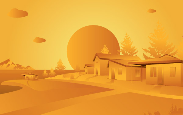 Orange Landscape Vector vector