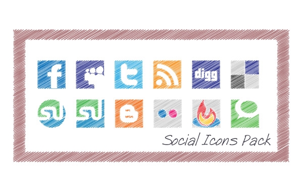 Scribble Social Media Icons Pack vector