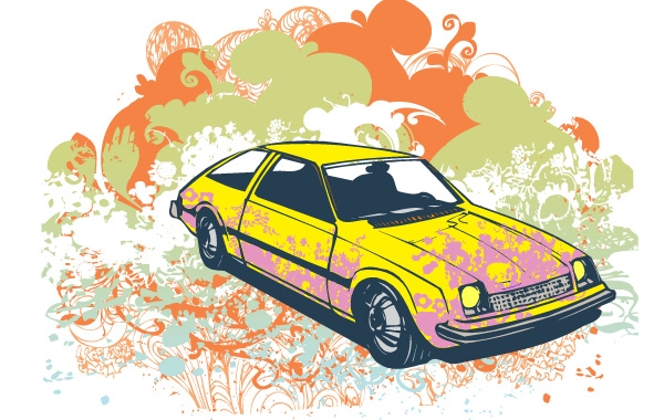 Grunge retro car vector illustration