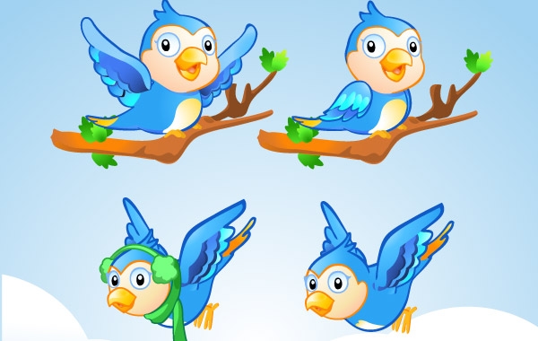 Free Vector Character - Little Blue Bird vector