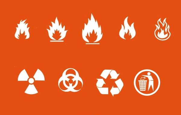Fire nuclear recycle signs vector