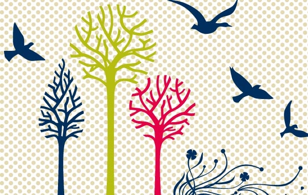 New free vector set: birds & trees